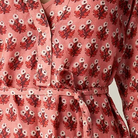 J. Crew Cabana mini dress in bloc k-print ramie Coral New With Tag - Picture 4 of 14